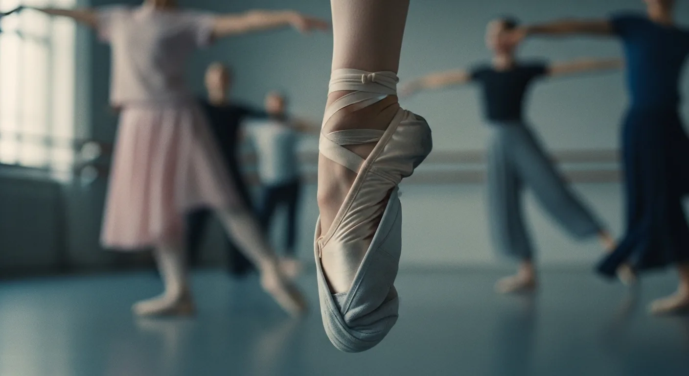 Dancer's foot in motion with ballet-inspired sneaker