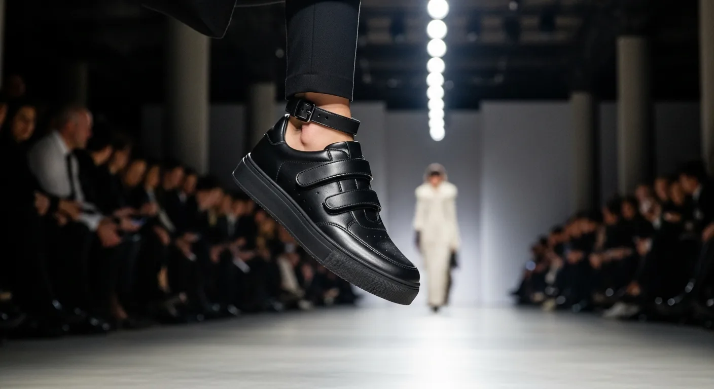 Mary Jane sneaker with strap emphasized, runway