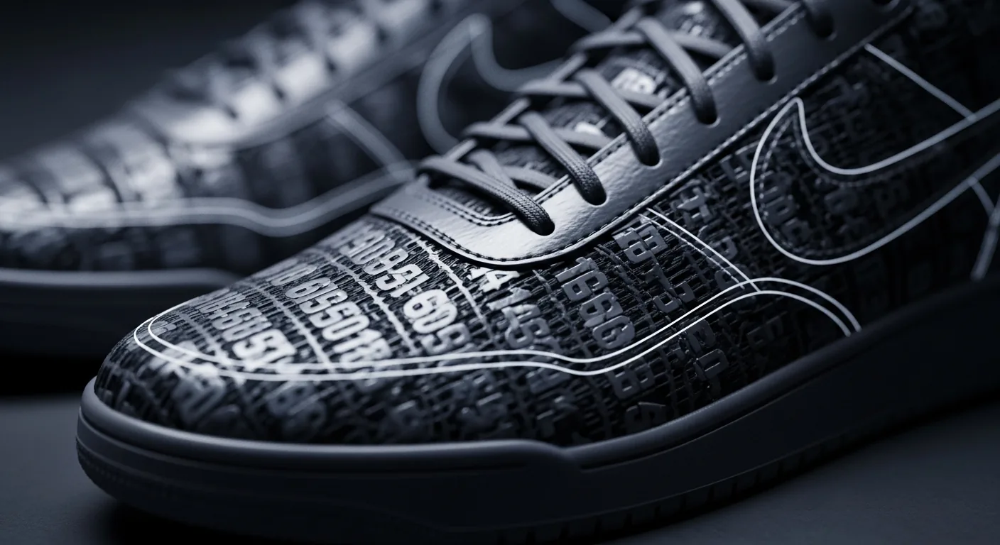 Close-up of sneaker patterns and numbers
